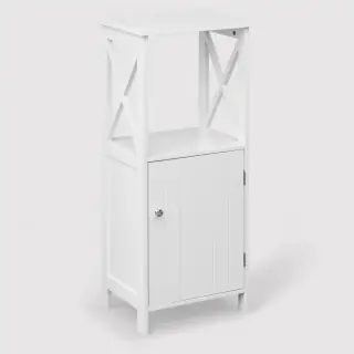Carapa - Mobiletto a colonna per bagno con un'anta e un ripiano