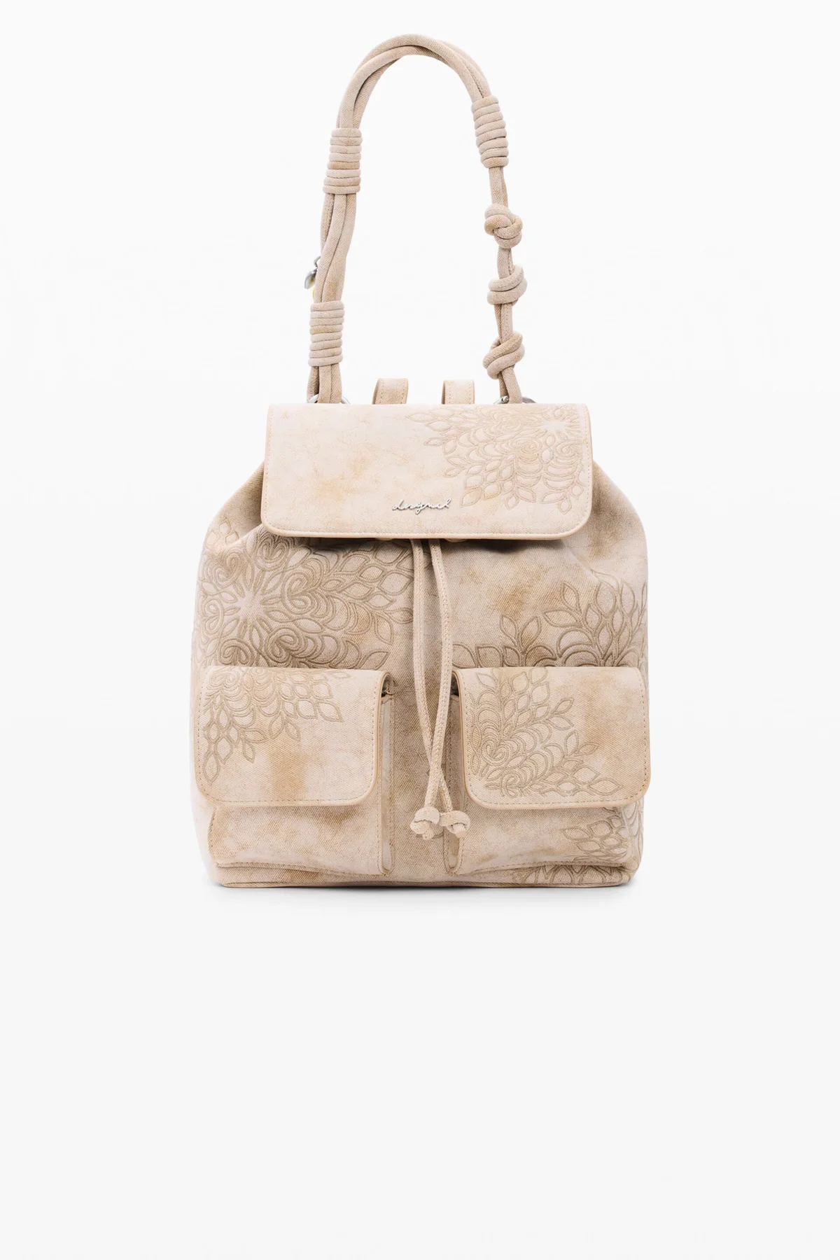 Desigual Zaino Donna Beige Ricamo - vista 4