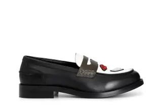 Mocassino da donna in pelle con patch multinero