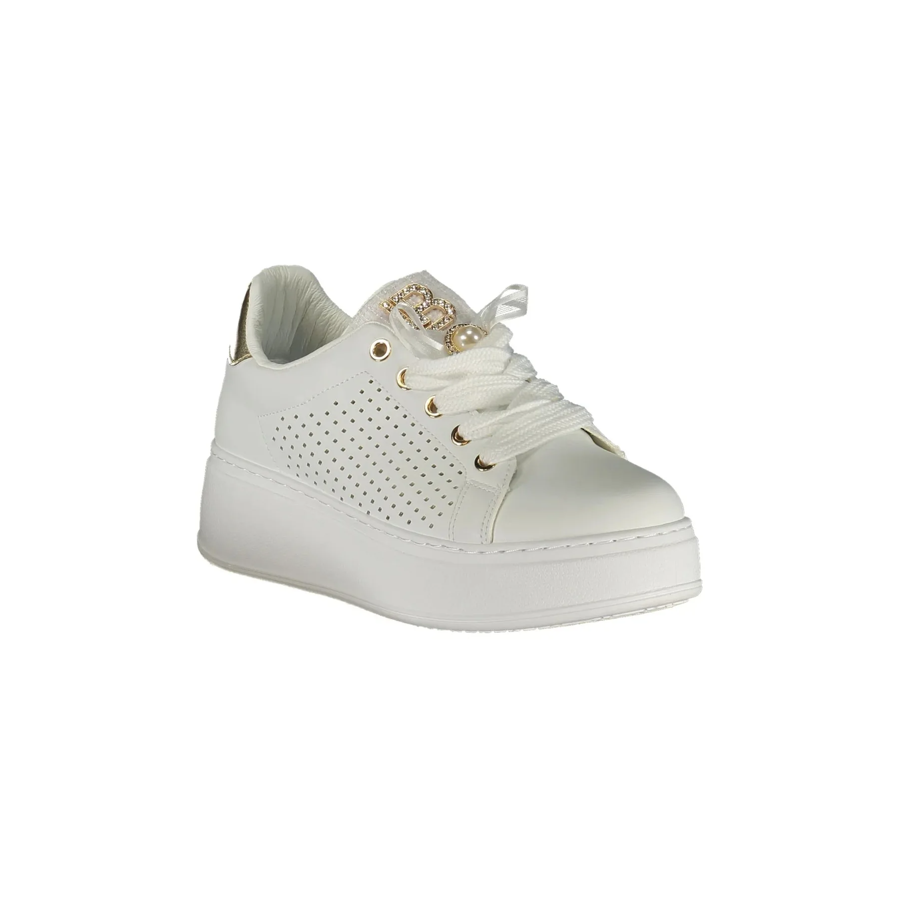 Laura Biagiotti Sneakers Donna Bianche Dettagli a Contrasto in Oro - vista 4