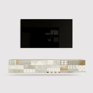 Kasuri Mobile TV sospeso moderno con 2 ante decorate