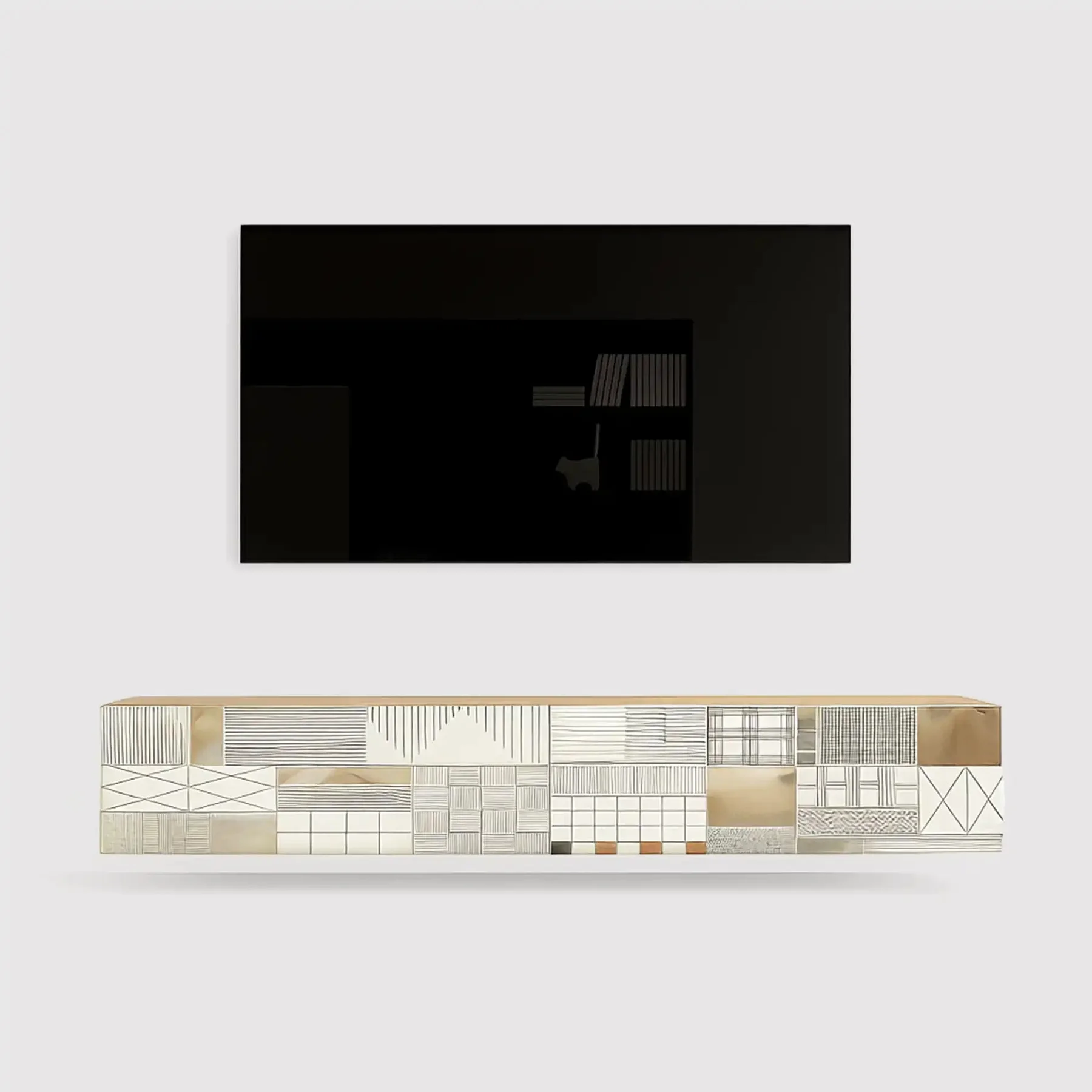 Kasuri Mobile TV sospeso moderno con 2 ante decorate