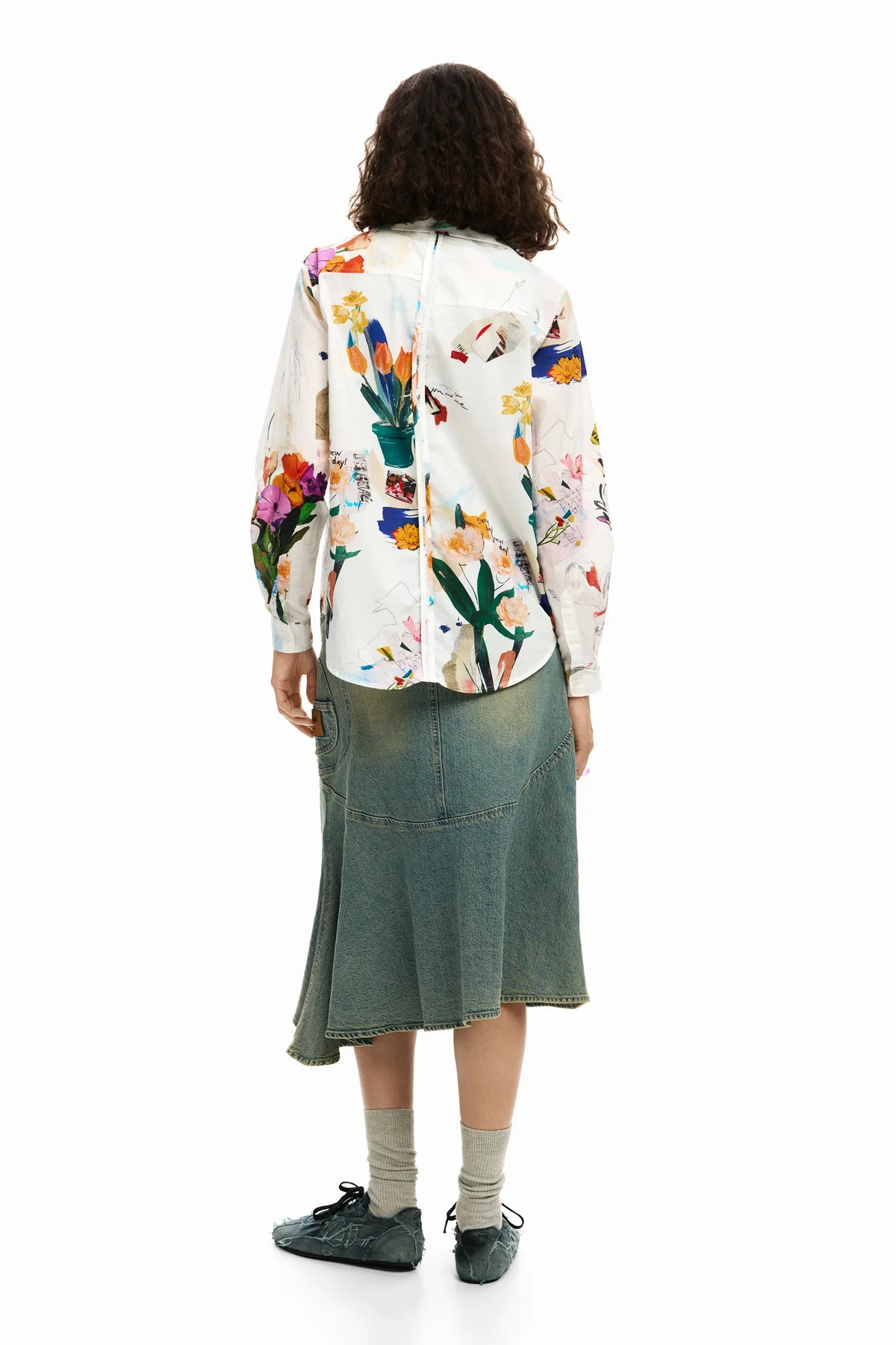 Camicia Maniche Lunghe Donna Bianca Stampa Logo - vista 3