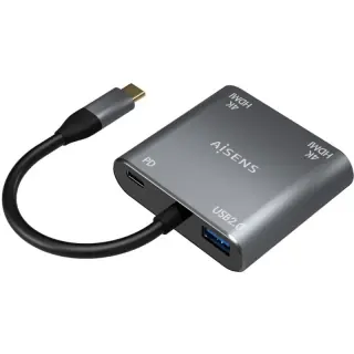 Aisens A109-0625 Adattatore da USB-C a 2xHDMI/USB-C/USB 2.0