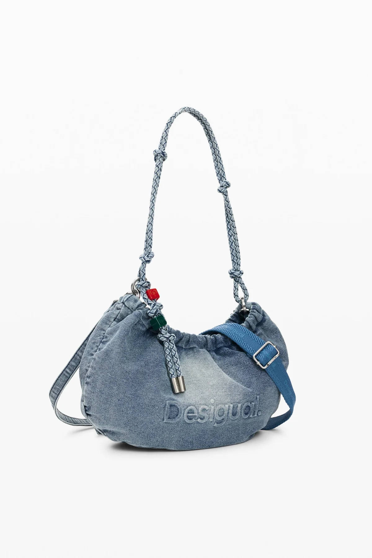 Desigual Borsa a Spalla Donna Azzurra Logo - vista 3