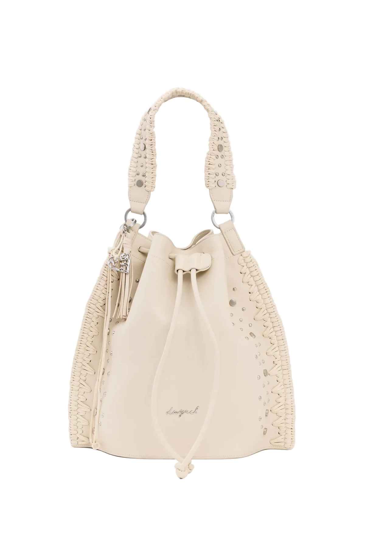 Desigual Borsa a Tracolla Zaino Donna Bianco Logo