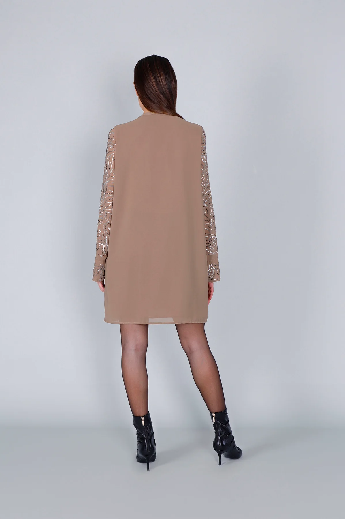 Abito con ricamo strass multibeige - vista 2