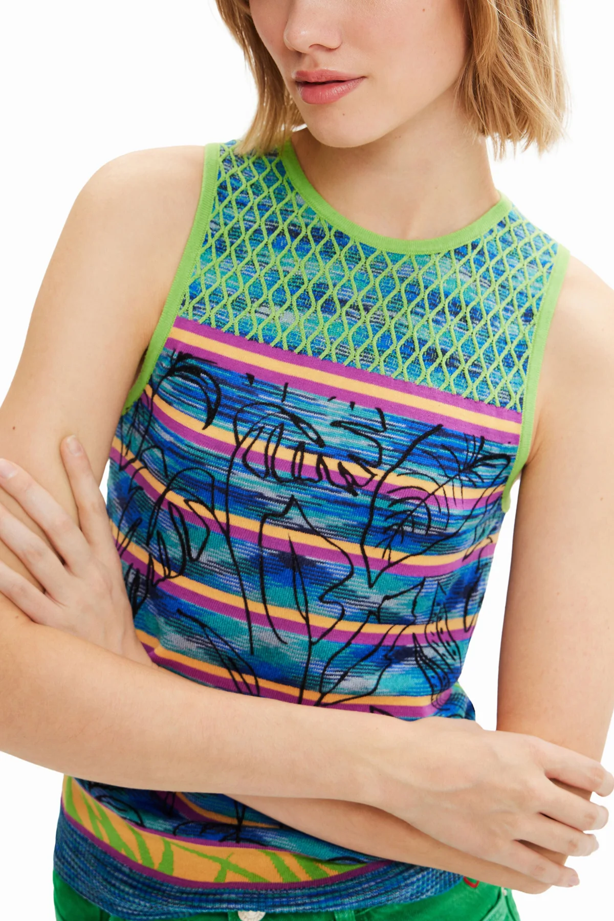 Desigual Canotta Donna Verde Logo - vista 2