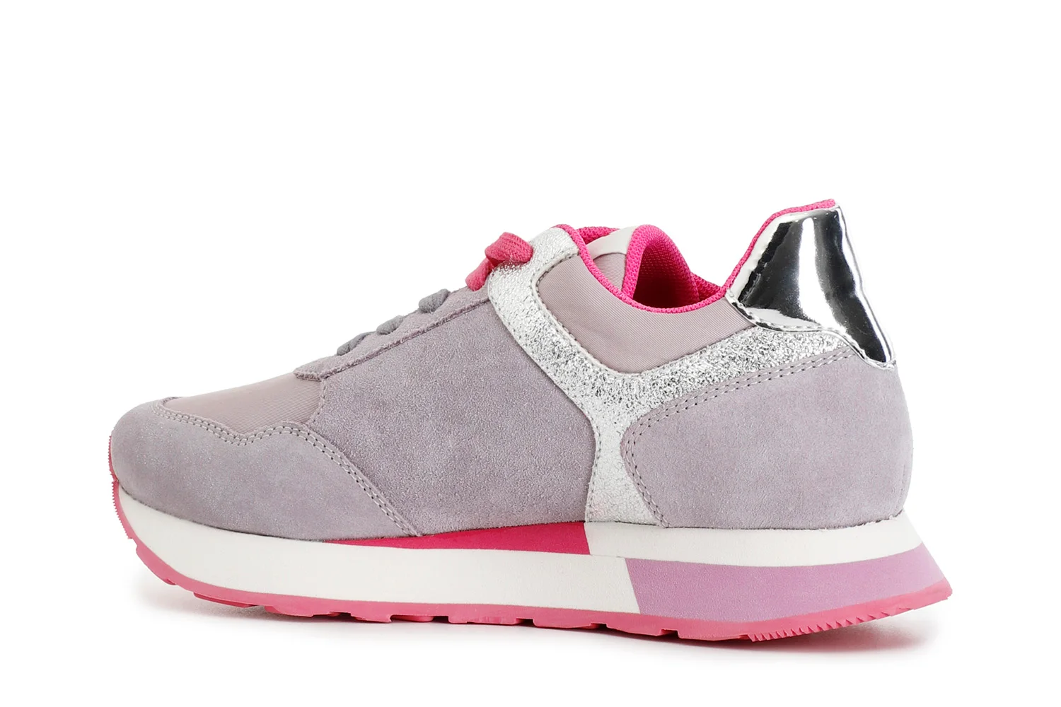 Sneakers in Pelle Scamosciata e Tessuto con Glitter - vista 3
