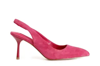 Décolleté in camoscio aperta dietro fuxia