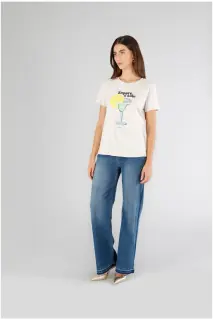 T-shirt CafèNoir con scritta "sapore di sole"