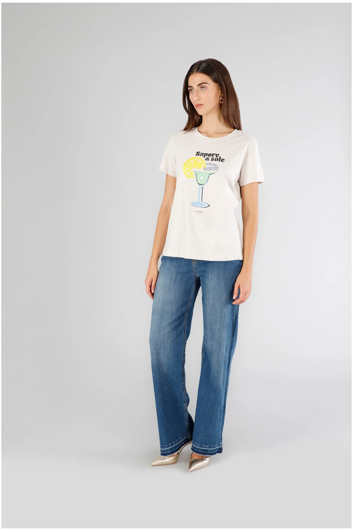 T-shirt CafèNoir con scritta "sapore di sole"