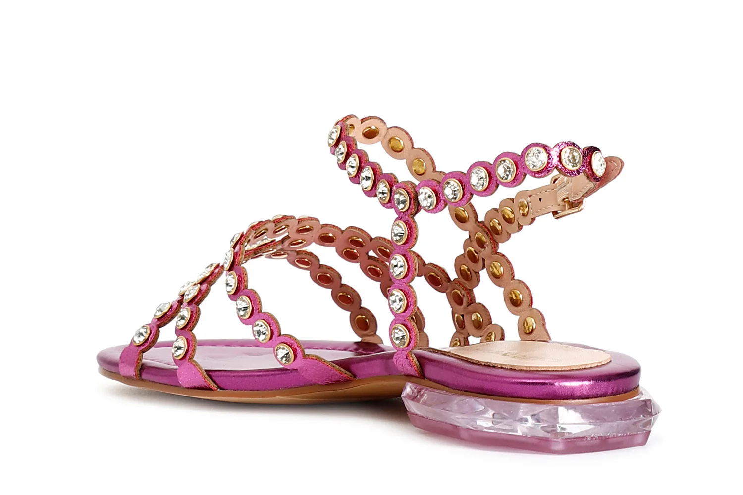 Sandali Asimmetrici con Strass Fuxia - vista 2