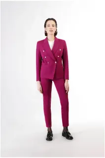 Giacca doppiopetto elasticizzata magenta