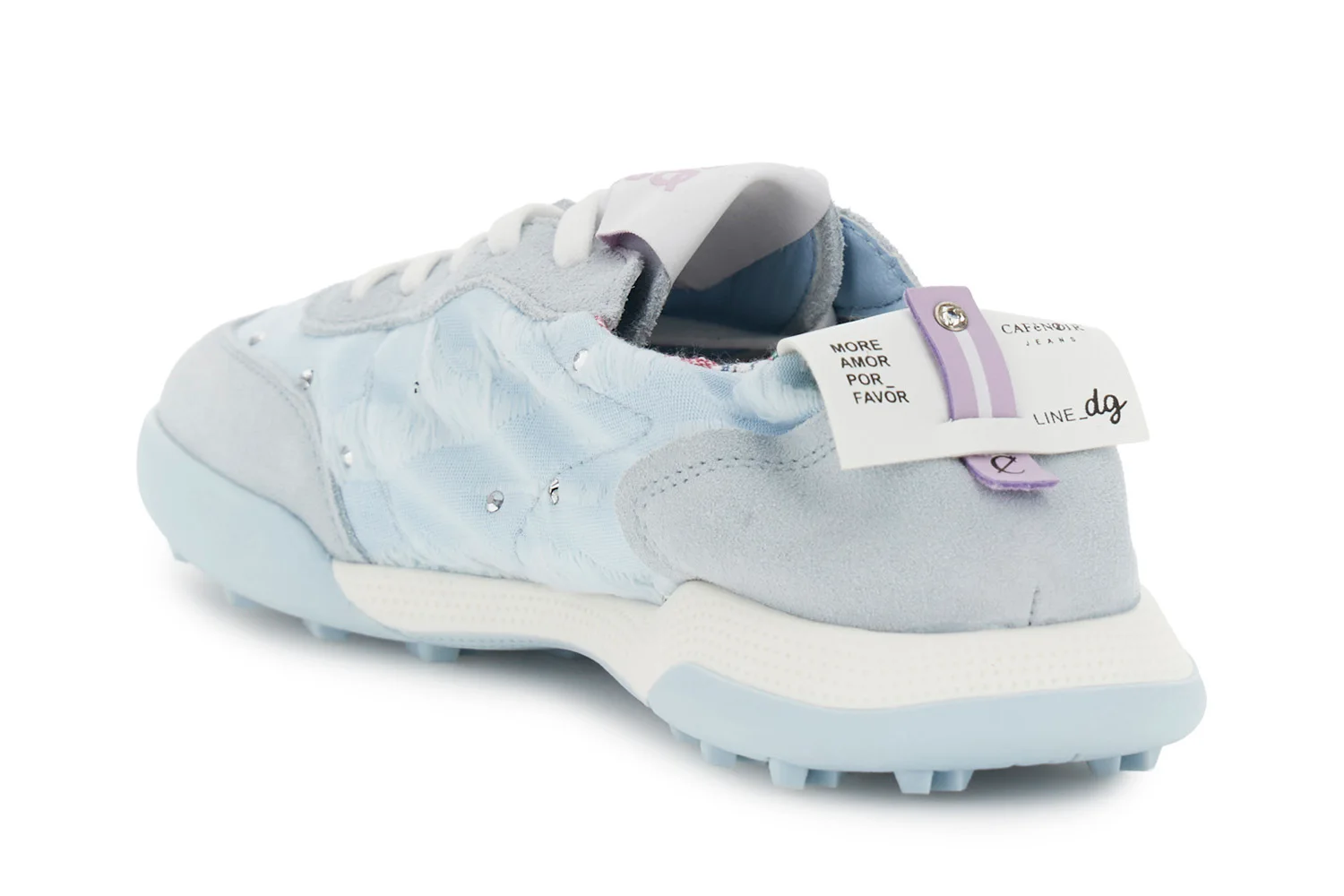Sneakers allacciate in tessuto e pelle scamosciata - vista 4