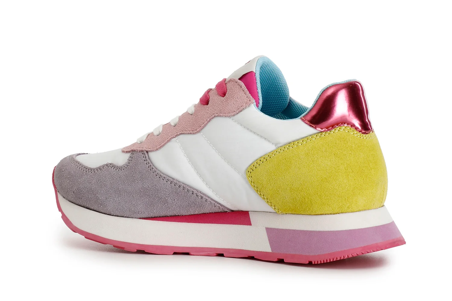 Sneakers da donna in pelle scamosciata e tessuto multi glicine - vista 3