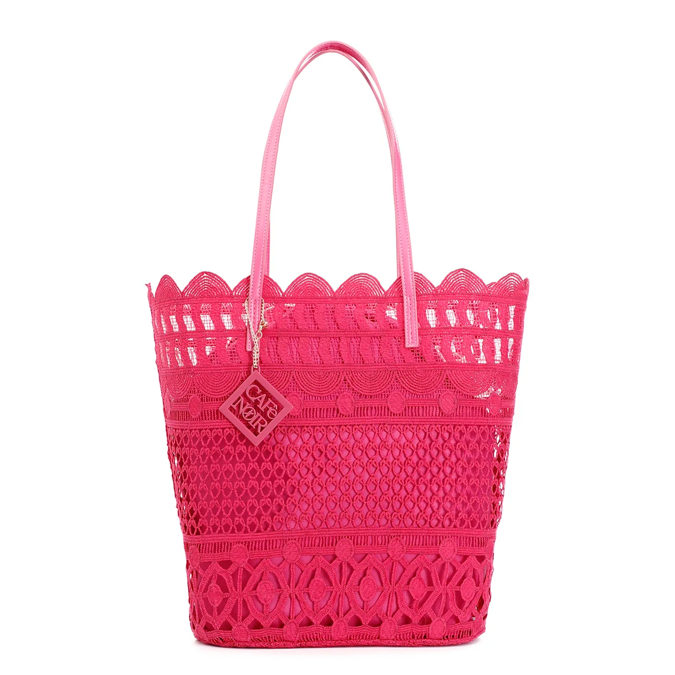 Shopping in pizzo con charm fuxia