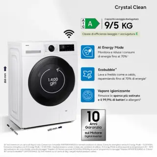 Samsung Lavasciuga Crystal Clean Slim 9Kg WiFi