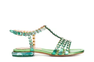 Sandalo a "t" con strass fuxia