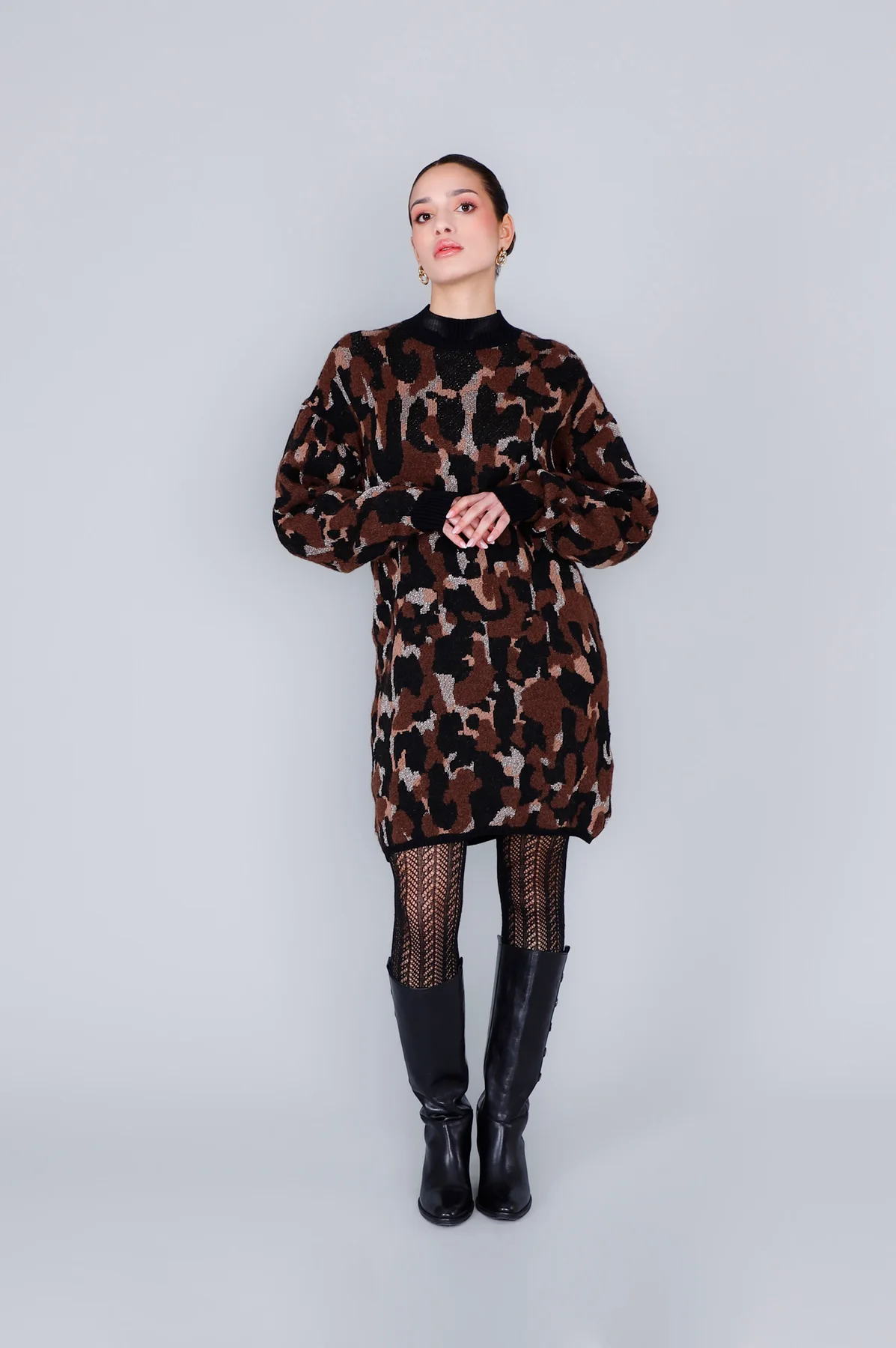 Miniabito Jacquard Animalier CafèNoir