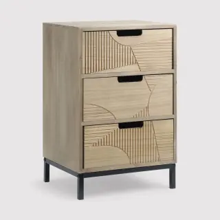 Nelumbo Comodino compatto in stile moderno con 3 cassetti
