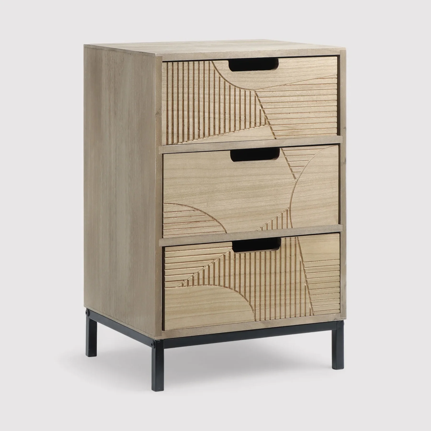 Nelumbo Comodino compatto in stile moderno con 3 cassetti
