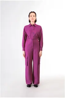 Pantaloni Wide con Tasconi Fuxia
