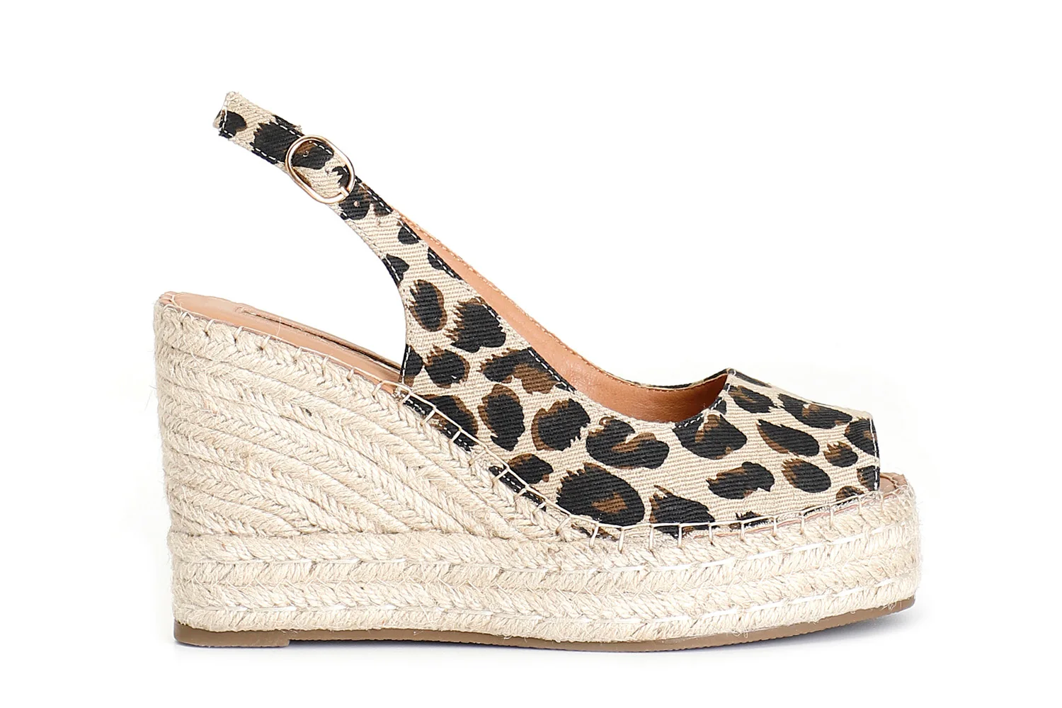 Décolleté Spuntata in Canvas Leopard