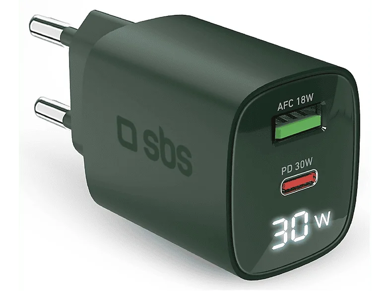 Caricabatterie SBS 30W con Display LCD