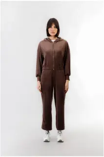 Felpa full zip in ciniglia fondente
