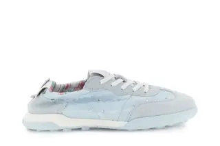 Sneakers allacciate in tessuto e pelle scamosciata