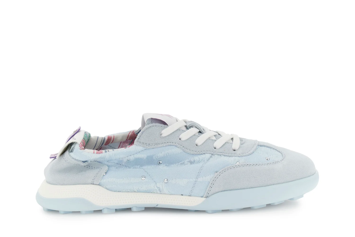 Sneakers allacciate in tessuto e pelle scamosciata