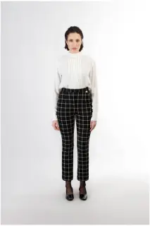 Pantaloni a zampa cropped in jacquard