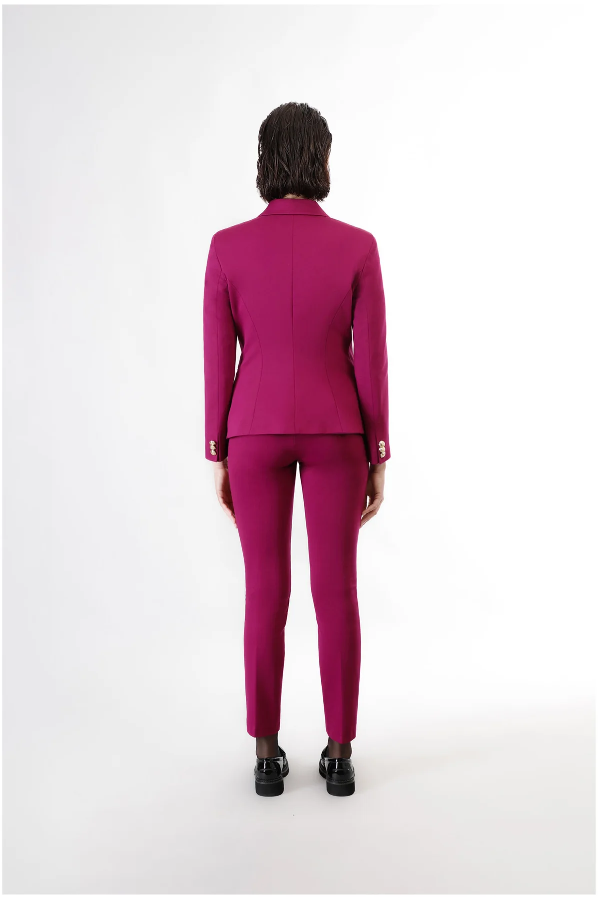 Giacca doppiopetto elasticizzata magenta - vista 2