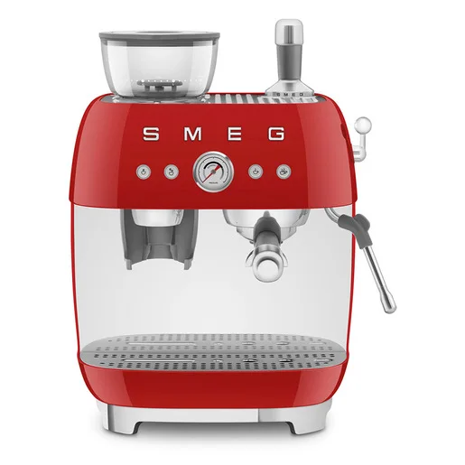 Smeg Macchina da Caffè Espresso Manuale con macinacaffè integrato 50's Style - Rosso Lucido