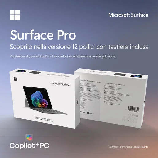 Microsoft Surface Pro 12 + Keyboard - Misura 30,5 cm