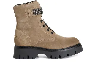 Tronchetto da donna allacciato con accessorio in pelle scamosciata