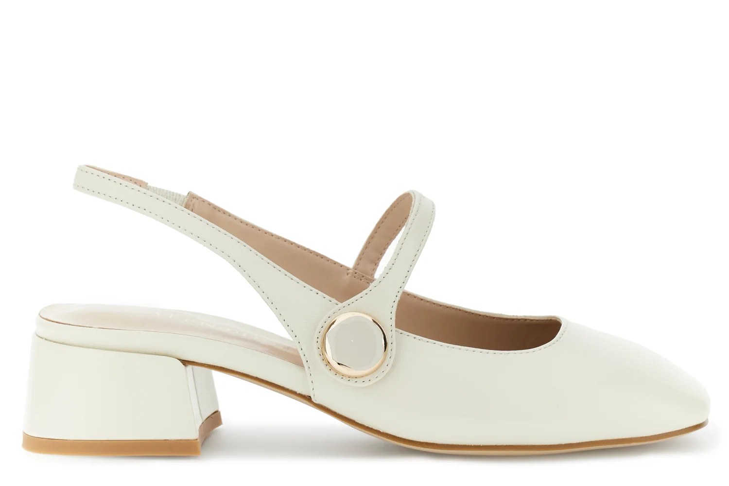 Slingback in pelle vernice con accessorio bottone
