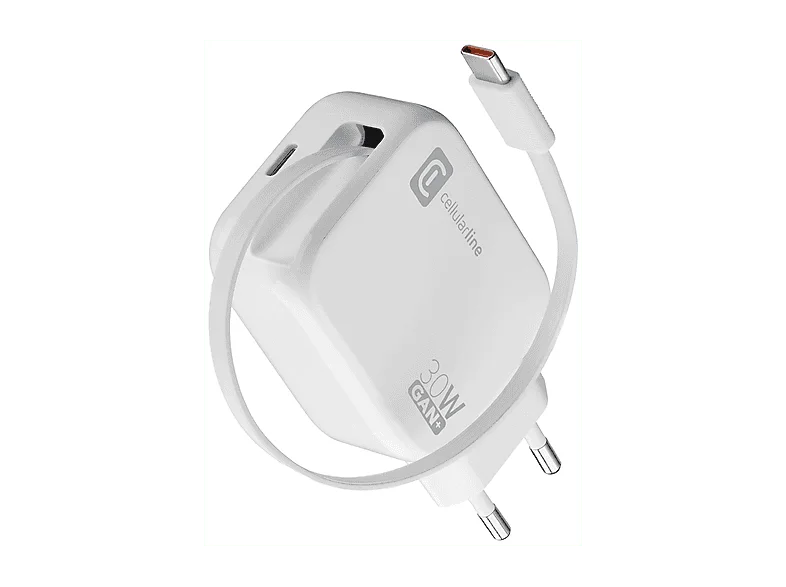 Caricabatterie Cellularline Retractable Power 30W
