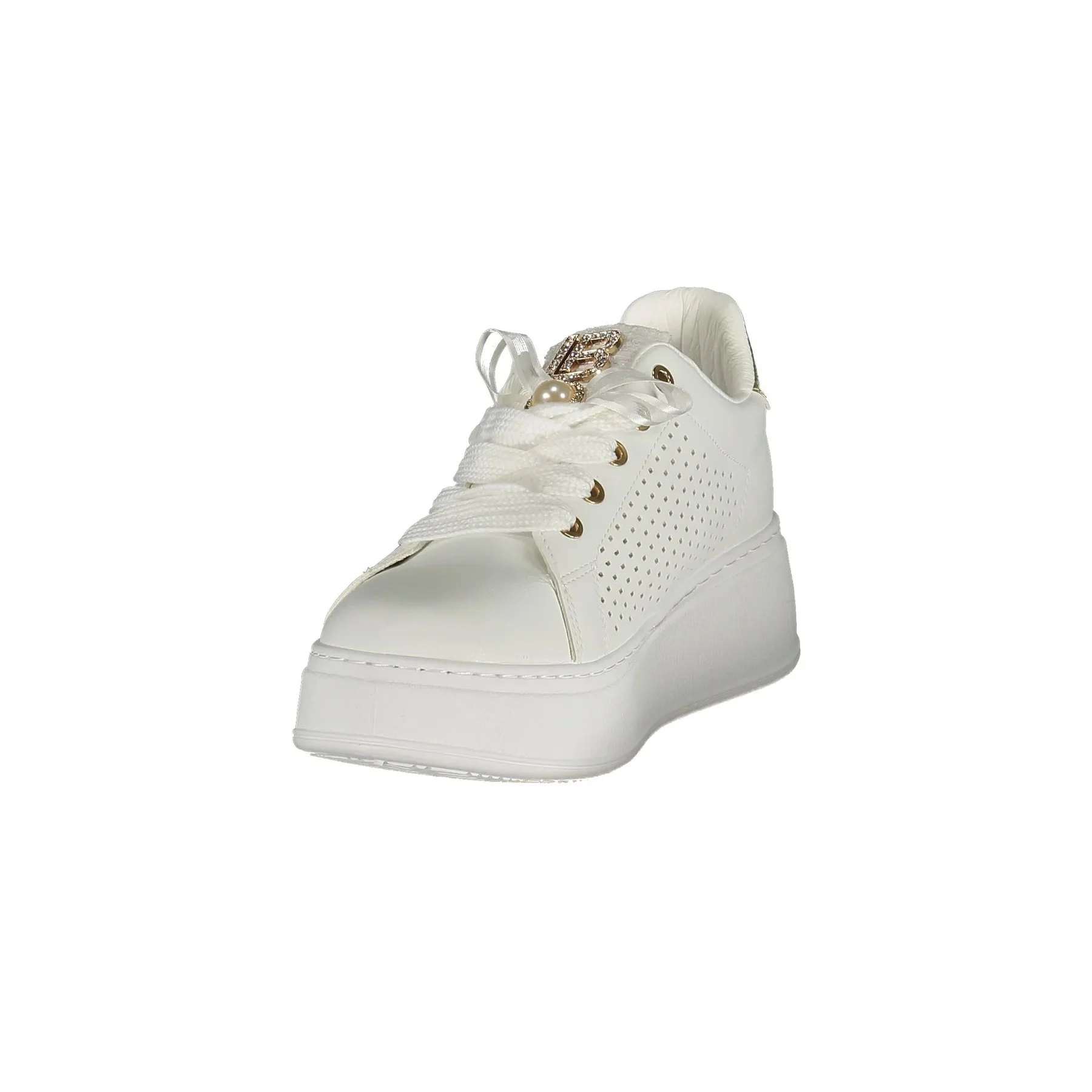 Laura Biagiotti Sneakers Donna Bianche Dettagli a Contrasto in Oro - vista 5