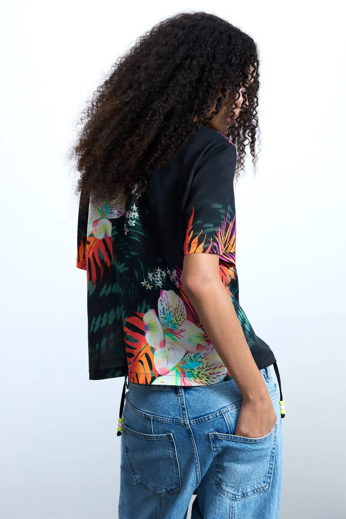 Camicia Maniche Corte Donna Nera con Stampa - Desigual - vista 3