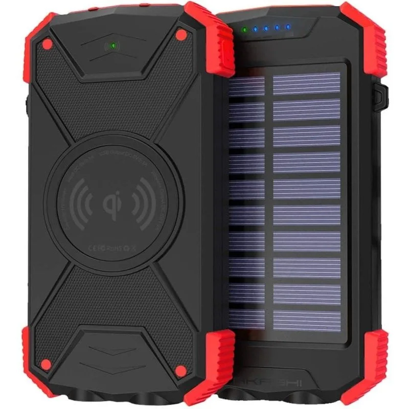 Akashi Solar Powerbank 10000 mAh con caricabatterie wireless