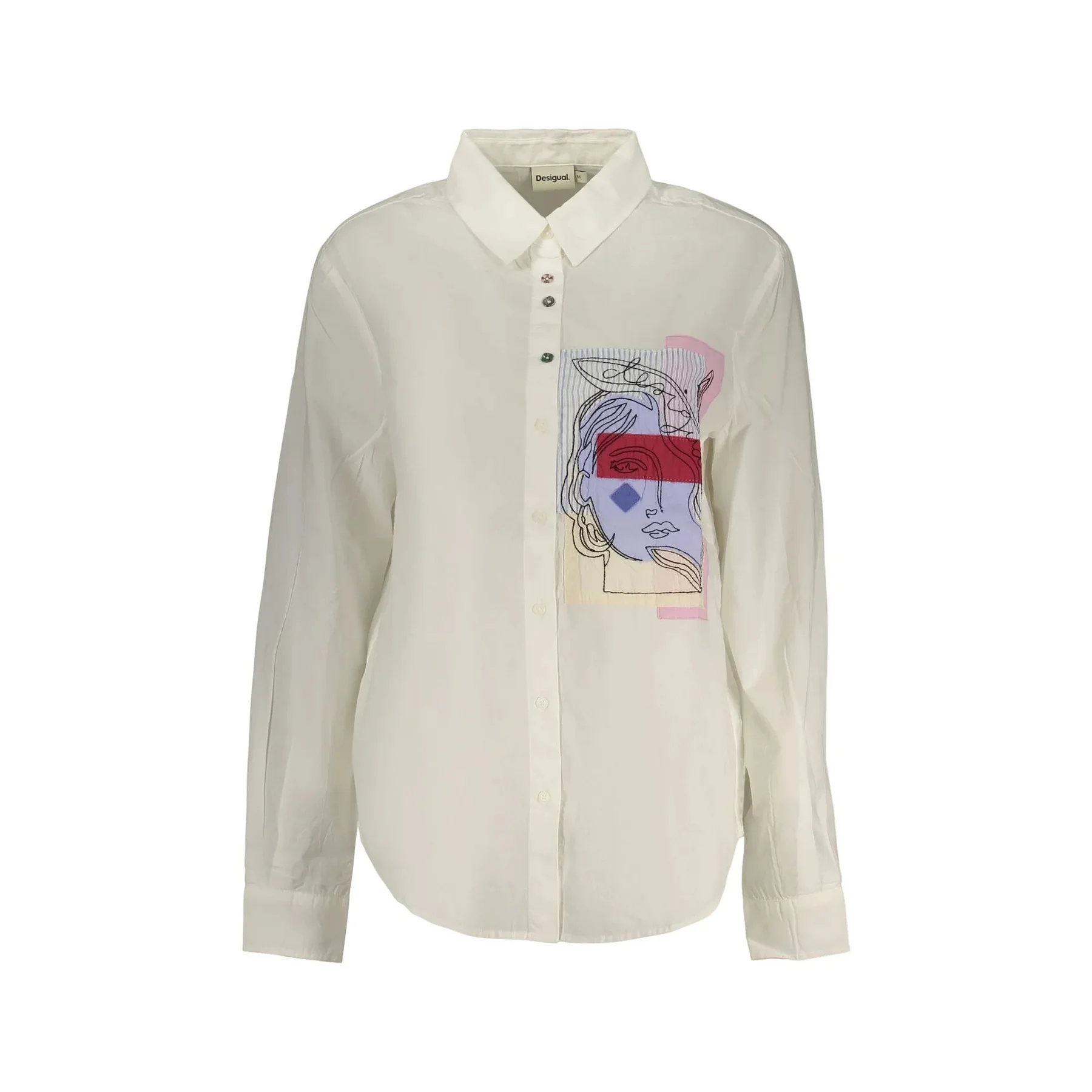 Desigual Camicia Maniche Lunghe Donna Ricamo Logo