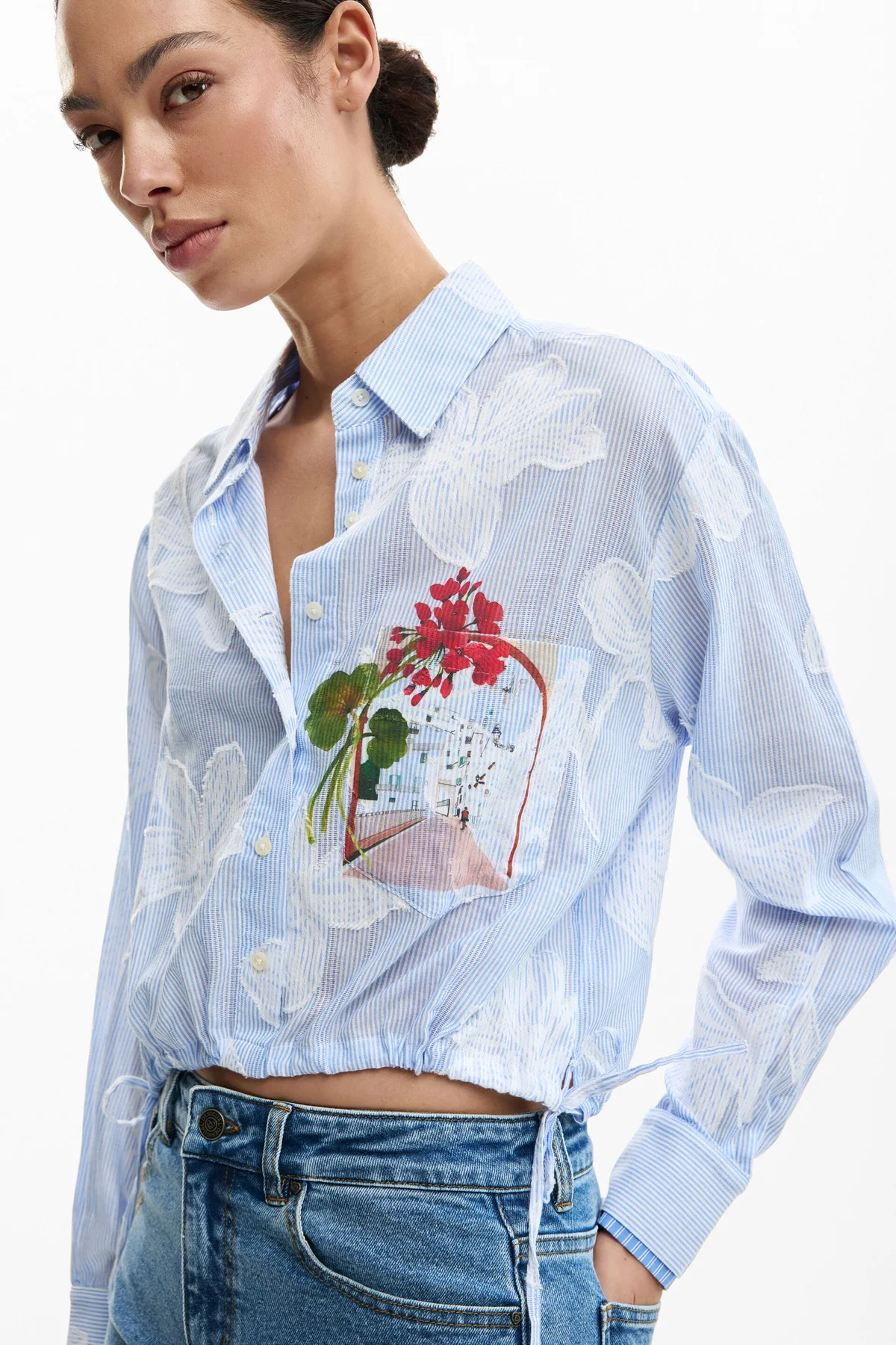 Camicia Maniche Lunghe Donna Azzurra Desigual - vista 2