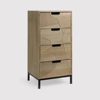 Goethea - Cassettiera in stile scandinavo con 4 cassetti intagliati