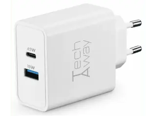 Caricabatterie Tech Away Gan+ 45 W 2 Porte USB A+C