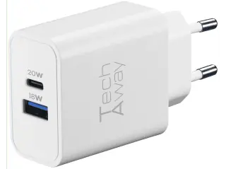 Caricabatterie TECH AWAY Gan+ 20 W 2 Porte USB A+C