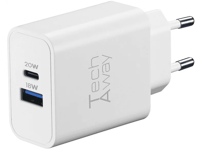 Caricabatterie TECH AWAY Gan+ 20 W 2 Porte USB A+C