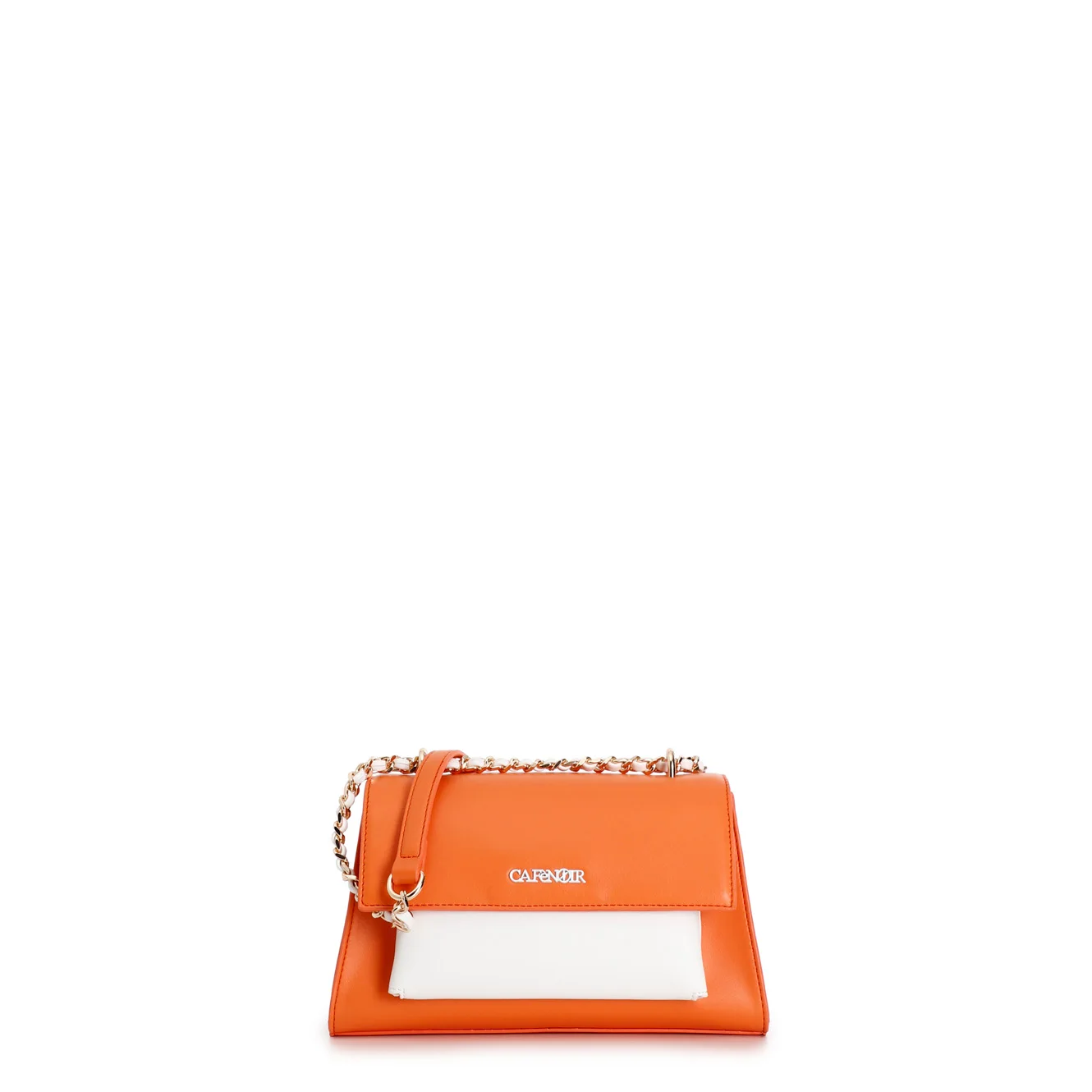 Borsa a trapezio con tasca e pattina arancio