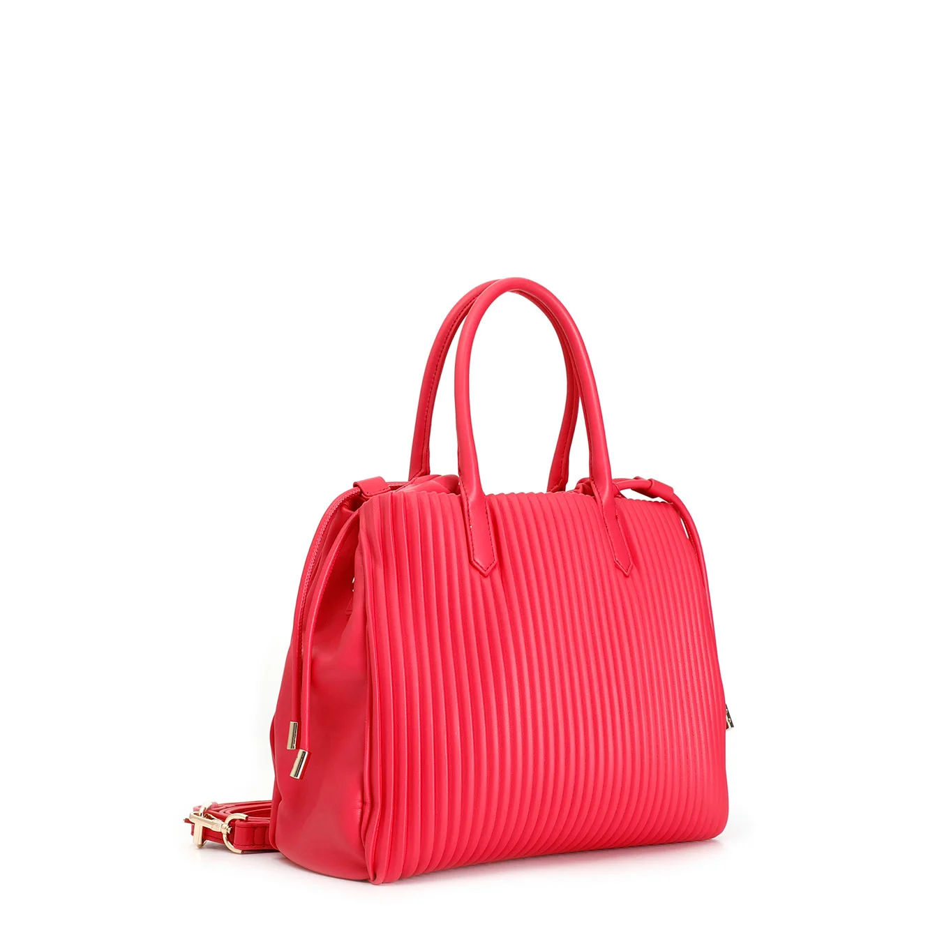 Borsa a secchiello con plissé fuxia - vista 2